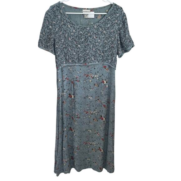 Weathervane Dresses & Skirts - Vtg 90's Weathervane Blue Floral Maxi Dress Cottagecore Ethereal Peasant Fairy